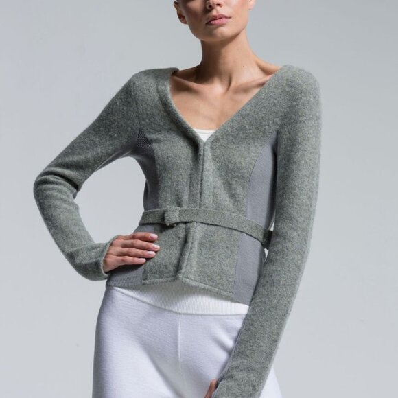 NFP Boiled Merino Wool Strap Convertible Cut Out Sweater Caged Back Snap Sweater - Picture 5 of 16